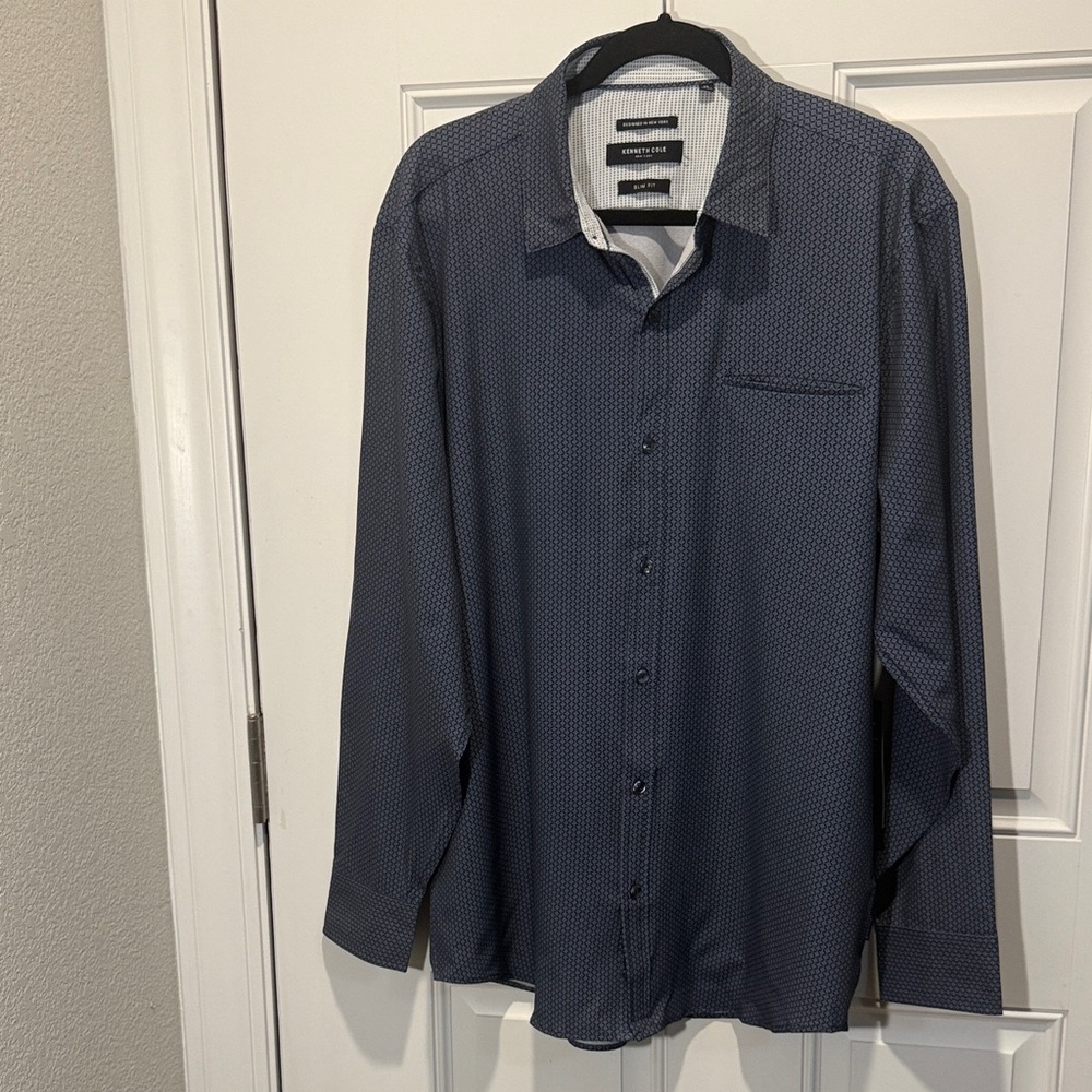 Kenneth Cole Reaction Men's Navy Microdot Dress Shirt